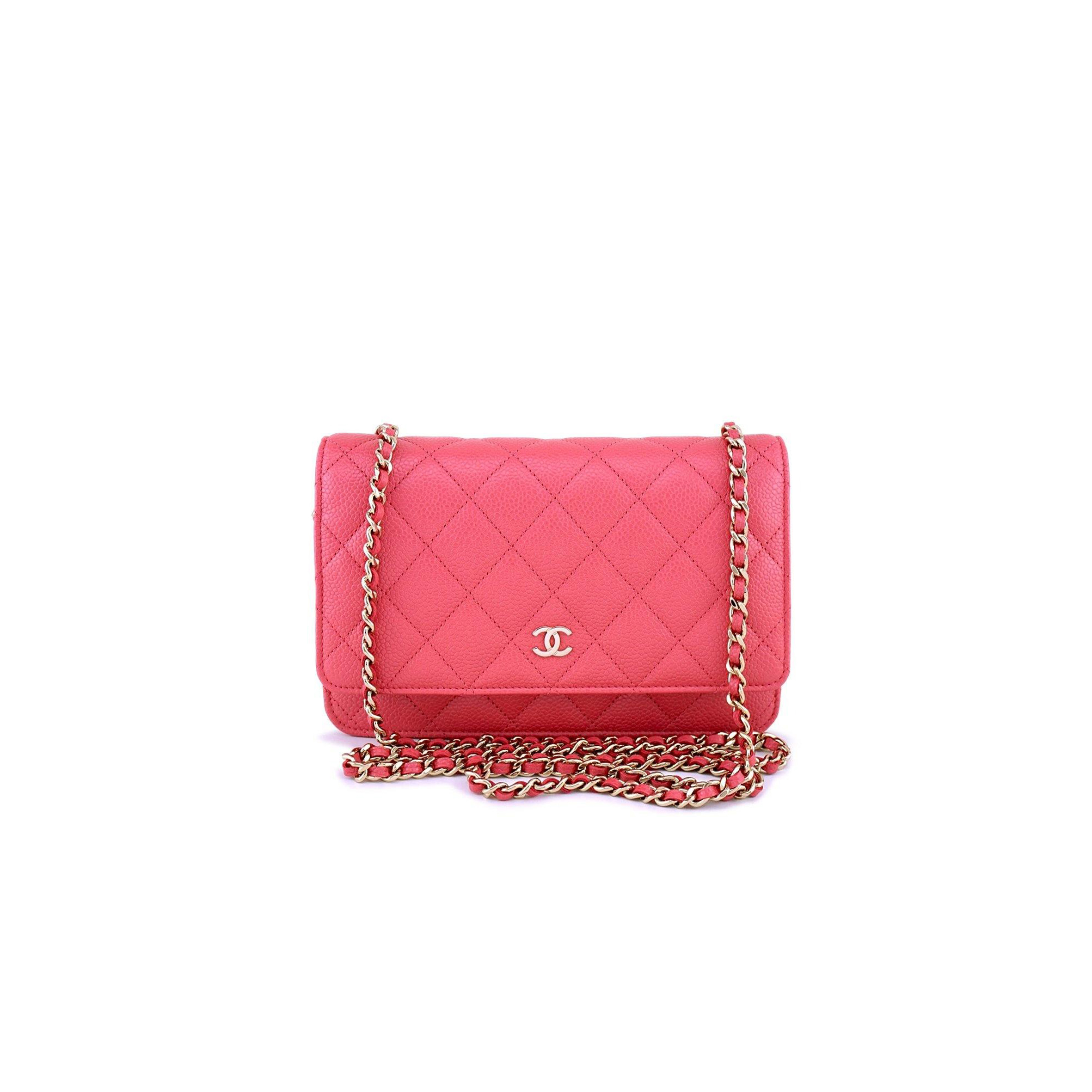 CHANEL PINK CAVIAR CLASSIC QUILTED WOC WALLET ON CHAIN FLAP BAG GHW (19*13*4cm) 